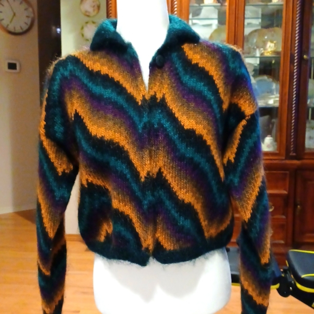 Vintage Designer Linda Allard for Ellen Tracy Mohair Cardigan Sweater Size Med